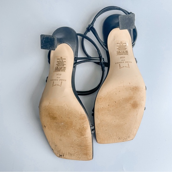 LIKE New Marc Fisher Davia Maca Spool-Heel Slingback Sandals Black Size 8.5 - Picture 5 of 6